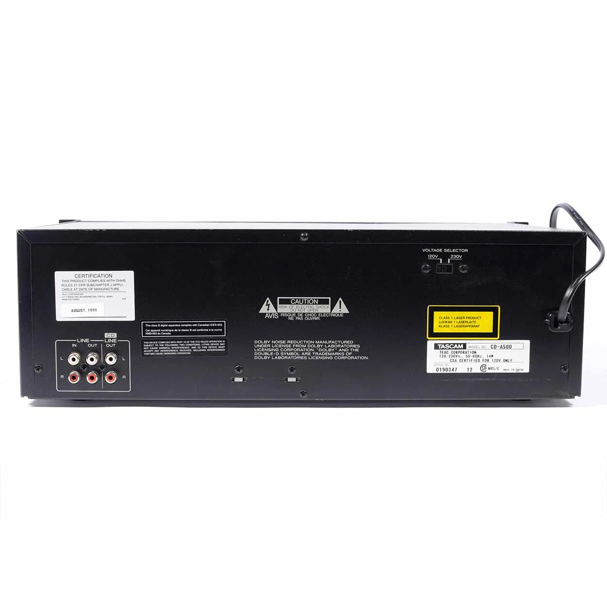 Tascam CD-A500 CD Player & Cassette Recorder (347) USED - The