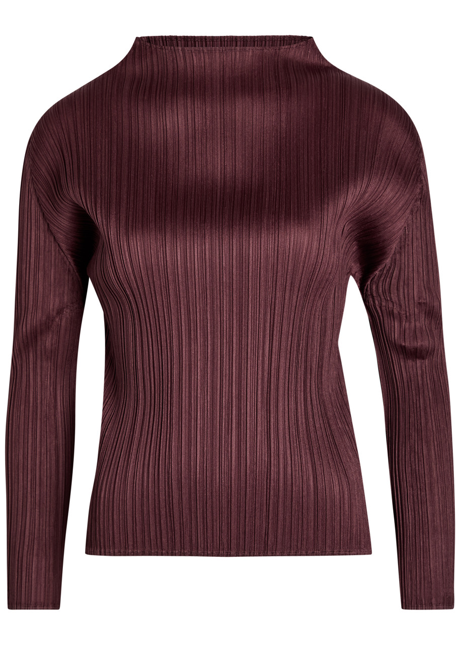 ISSEY MIYAKE PLEATS PLEASE Pleated mock-neck woven top | Harvey