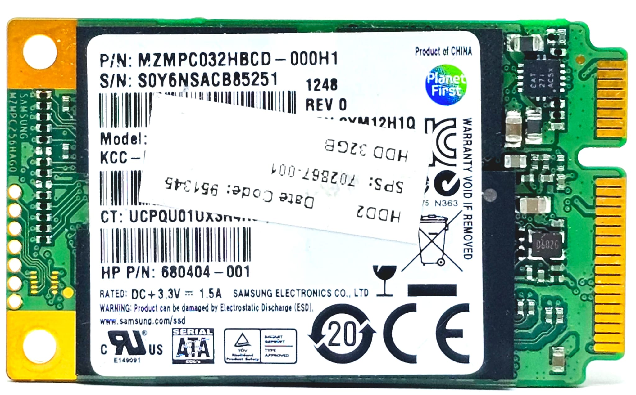 Samsung MZ-MPC0320/000 - 32GB PM830 mSATA Mini PCI-E Solid State