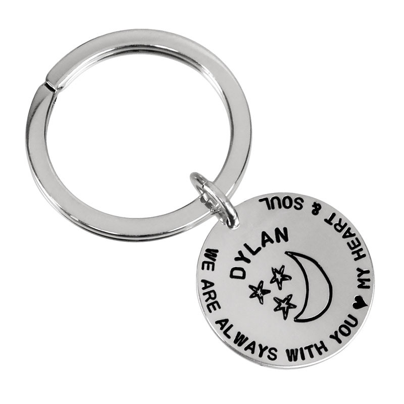 Hand Stamped Sterling Silver Large Disc Key Ring