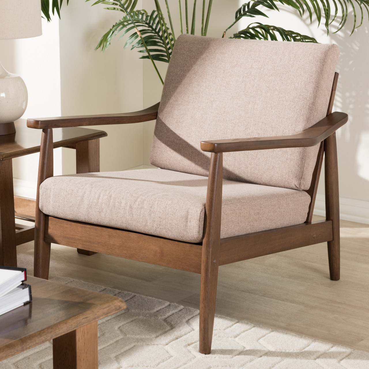 Baxton Studio Venza Mid-Century Modern Walnut Wood Light Brown