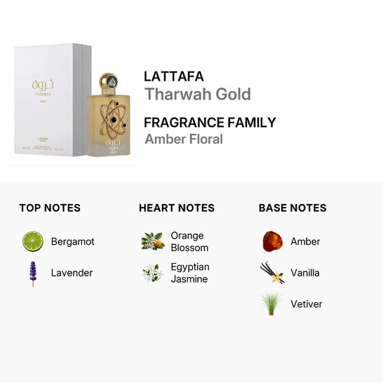 Lattafa Unisex Tharwah Gold EDP Spray 3.4 oz Fragrances