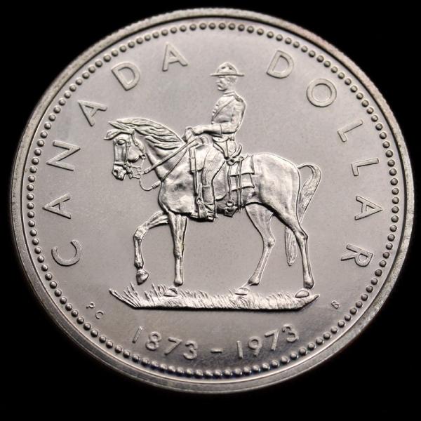 カナダ 1973年 1ドル 大型銀貨 騎馬警察100周年記念 エリザベス