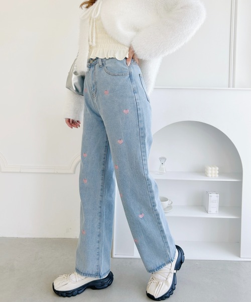 LOUEME | ハート刺繍デザインデニムパンツ - Buyee 通販購入サポート