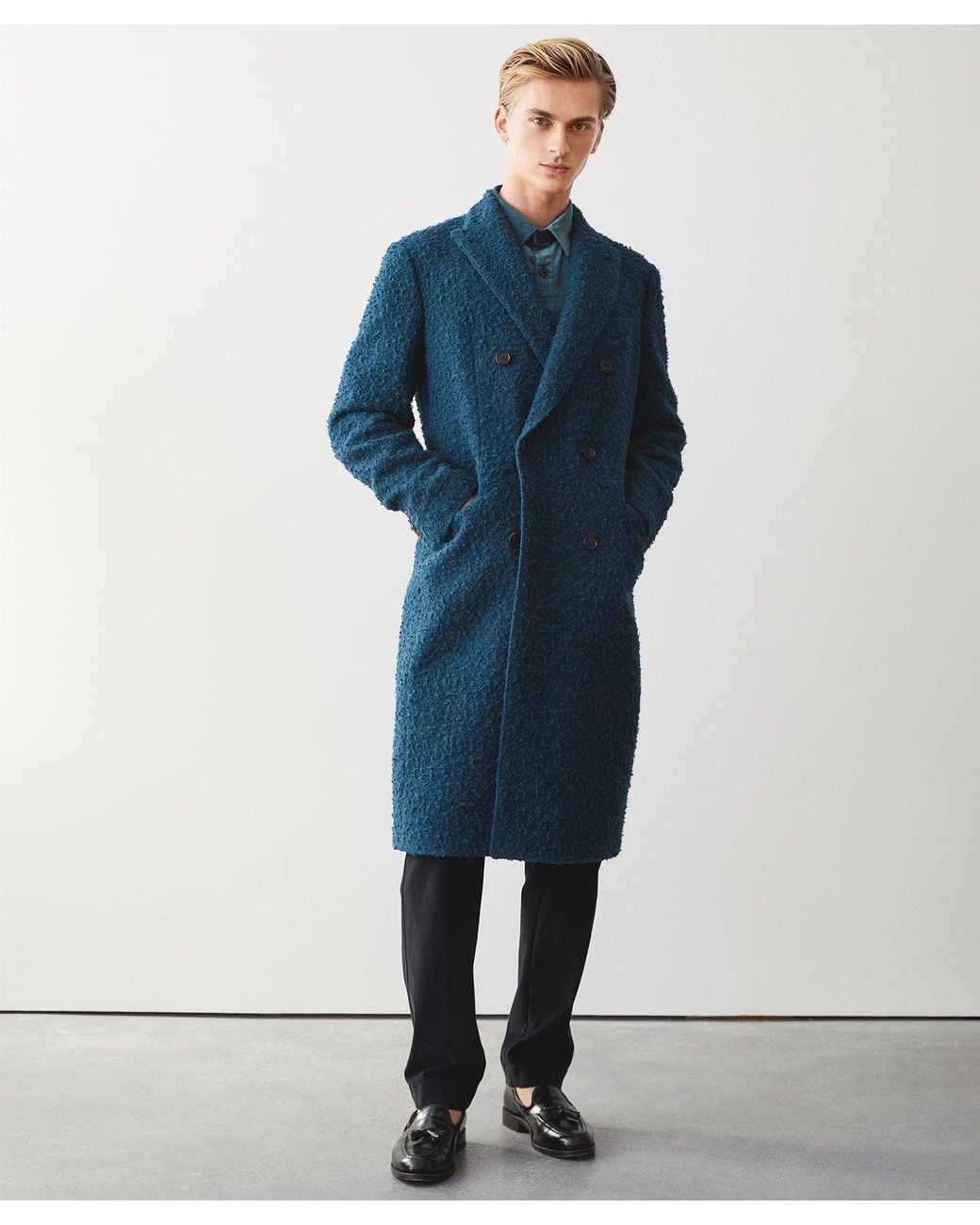 Todd Snyder Italian Casentino Double Breasted Topcoat in Blue for