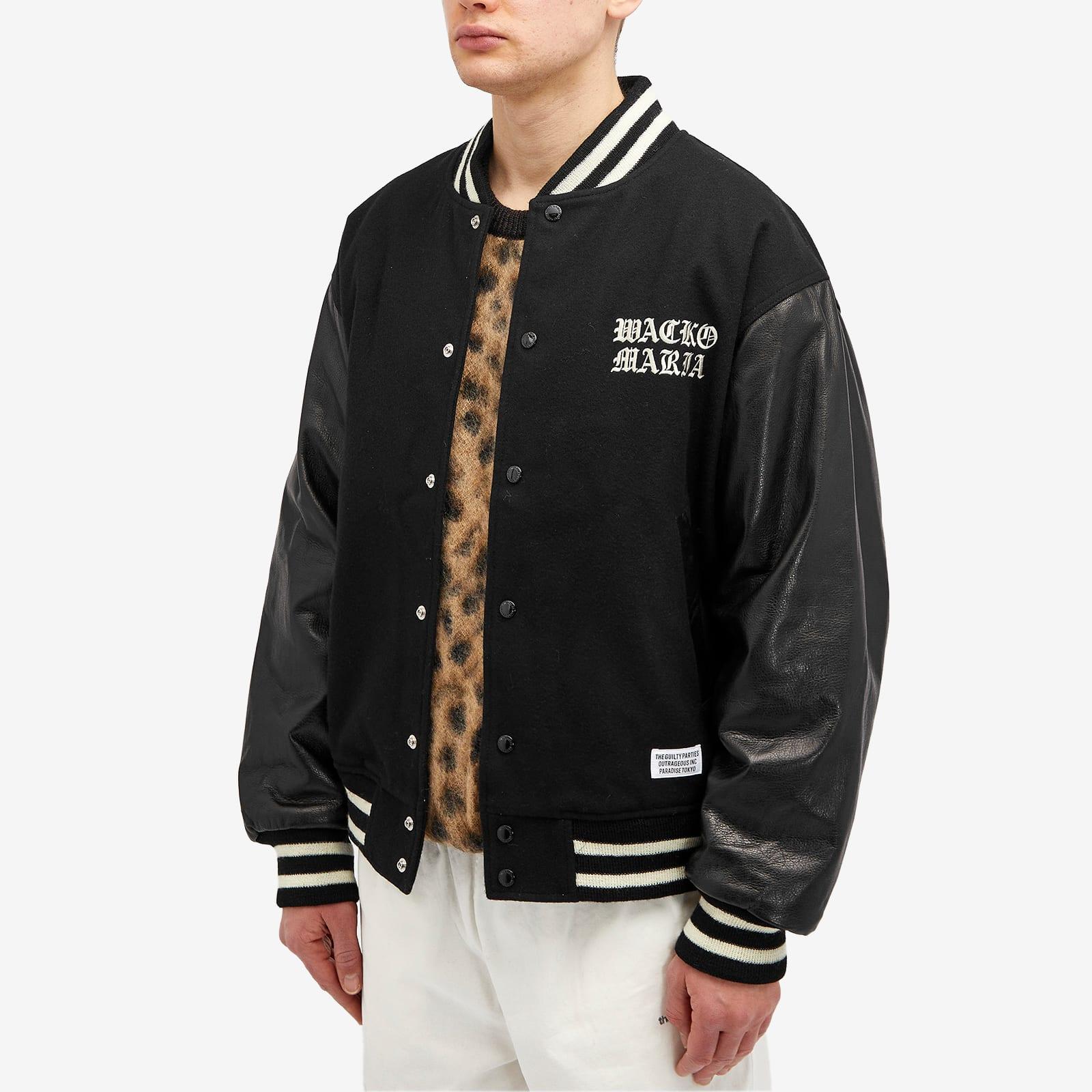 Wacko Maria Leather Varsity Jacket in Black for Men | Lyst
