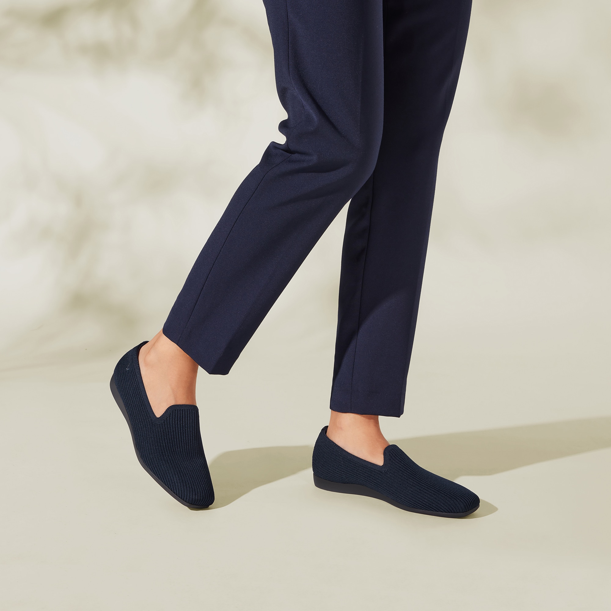 Water-Repellent Square-Toe Loafers (Samantha Walker), NAVY, EU35