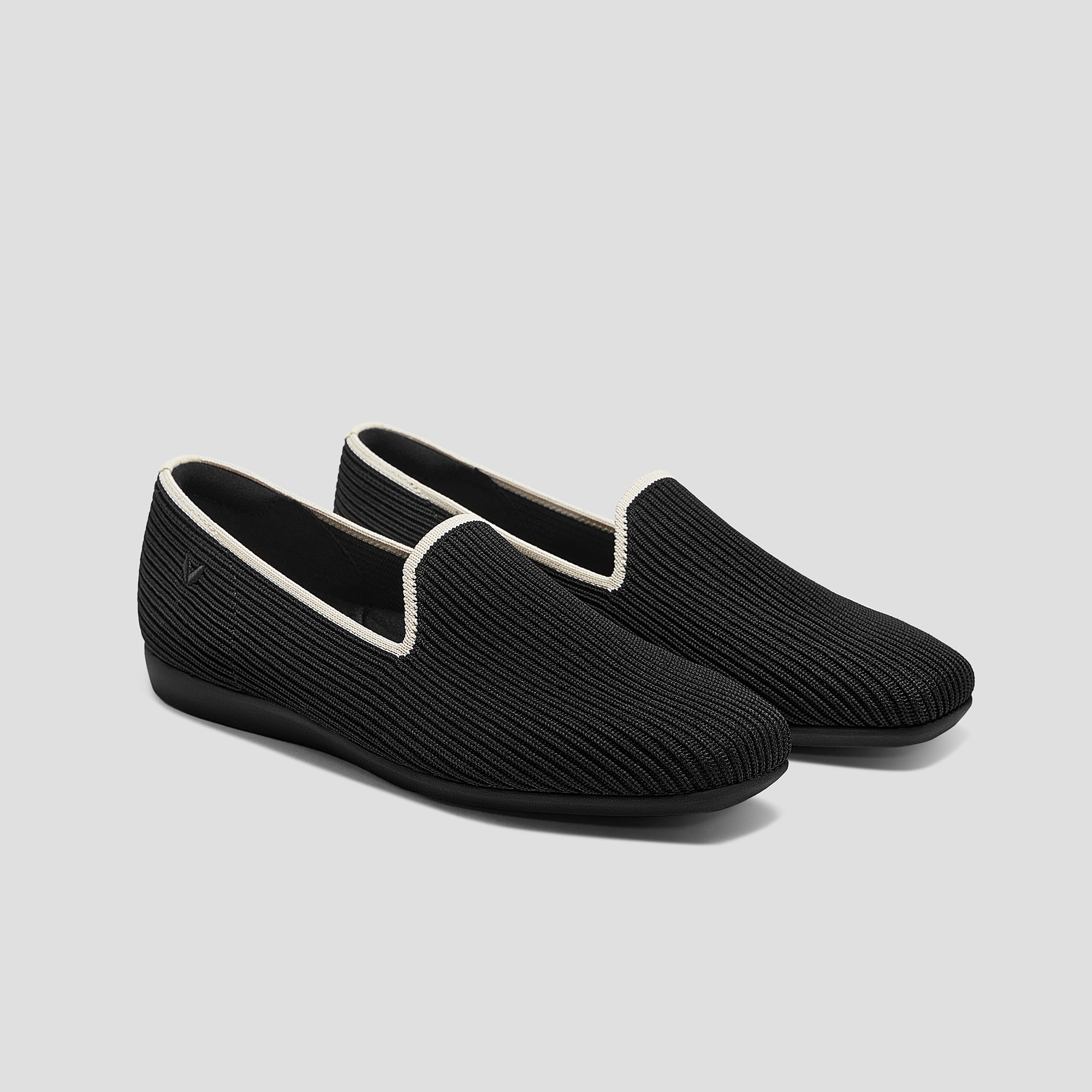 Water-Repellent Square-Toe Loafers (Samantha Walker), BLACK IVORY