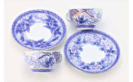 有田焼 禁裡御用（宮内庁）窯元 辻精磁社 【梓】浜茄子鳳凰紋 組碗揃