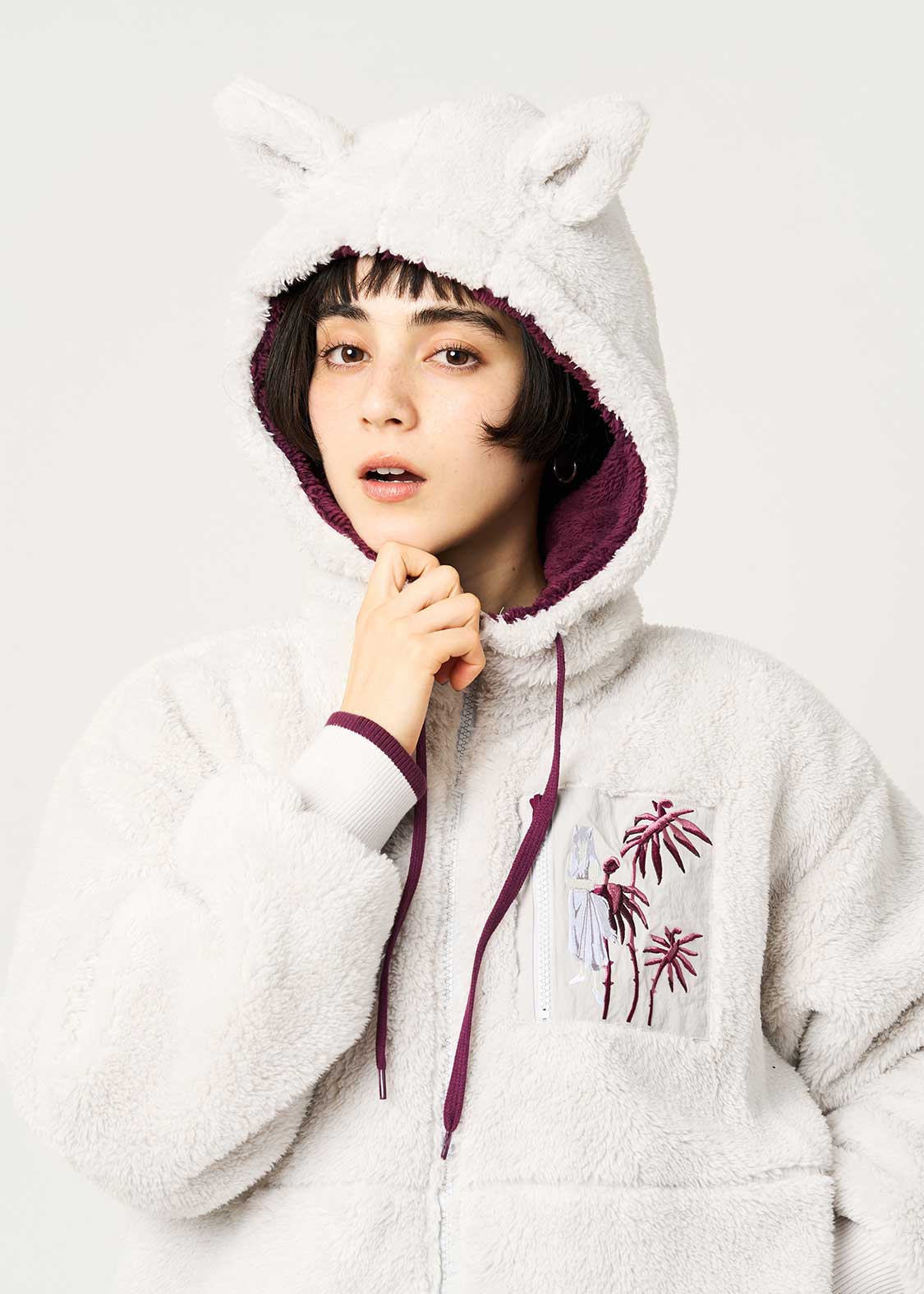 魔界のオジギソウ｜ボアフリースジップパーカー｜ユニセックス