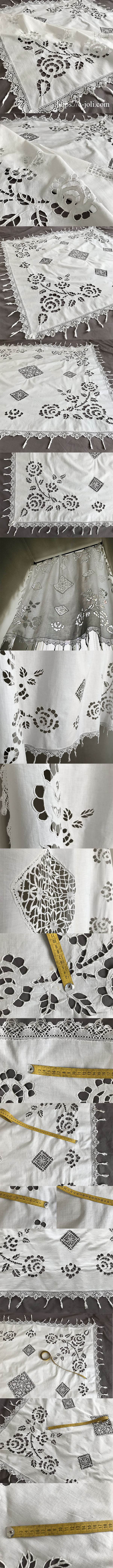 日本発送】T2904 フランスアンティークコットンテーブルクロス カット