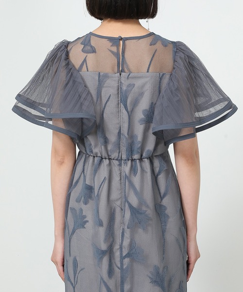 セール】シアー素材 フラワー刺繍 ワンピース ドレス 結婚式 お呼ばれ