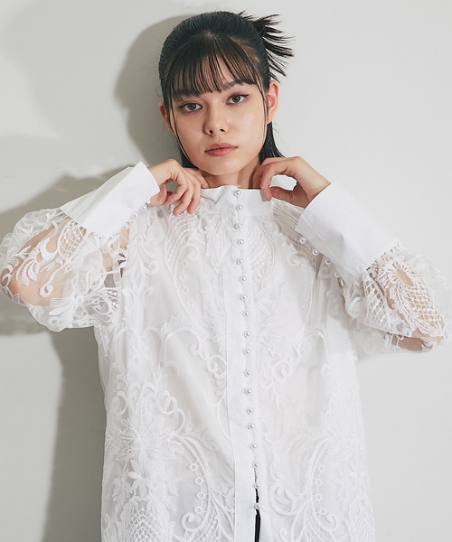 ANOTHER S（アナザーエス）の「花柄刺繍シャツブラウス（シャツ