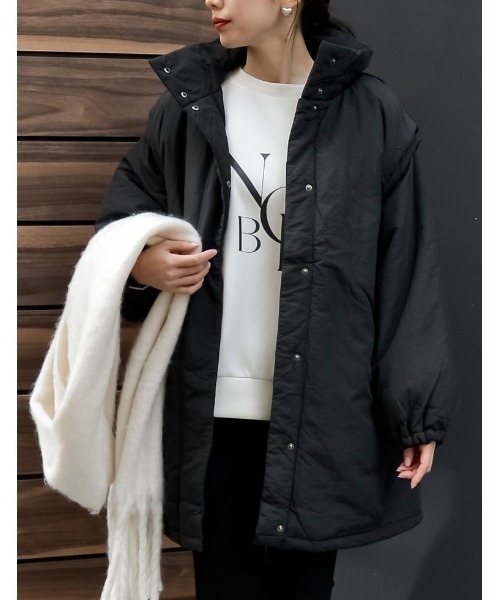 セール】[低身長サイズ有]2WAYミドル丈ダウンライク中綿ジャケット