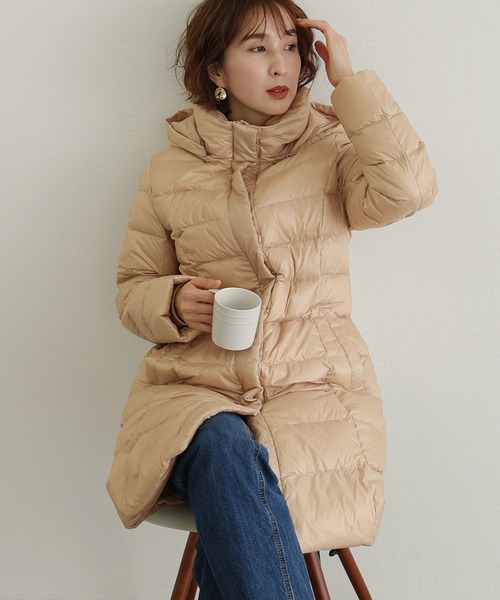 取外しフード付きスタンドカラーダウンコート（ダウンジャケット