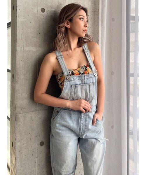 GYDA（ジェイダ）の「ダメージルーズデニムサロペット（サロペット