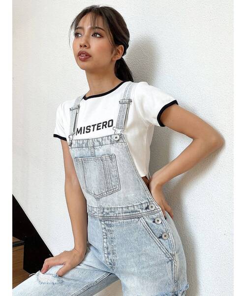 GYDA（ジェイダ）の「ダメージルーズデニムサロペット（サロペット