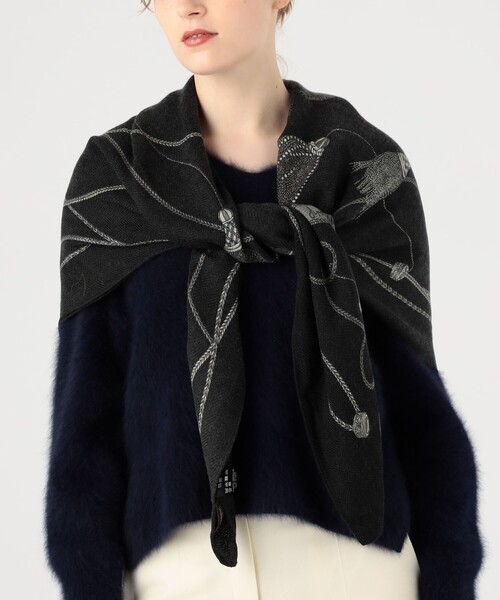 セール】manipuri TASSEL ウールシルクスカーフ（バンダナ/スカーフ