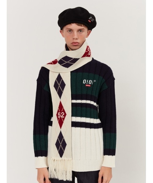 5252（ゴーニーゴーニー）の「アーガイル柄ニットマフラー/ARGYLE