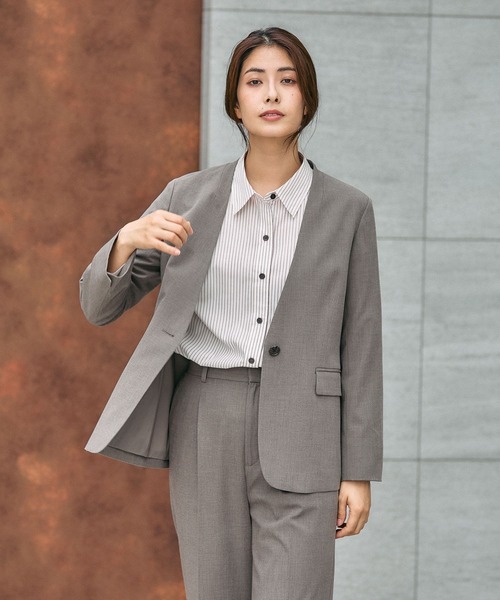 ウツクシルエットノーカラージャケット/581021（ノーカラージャケット