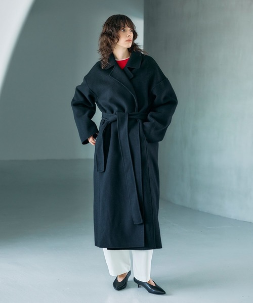 セール】ウールメルトンロングリバーコート（その他アウター