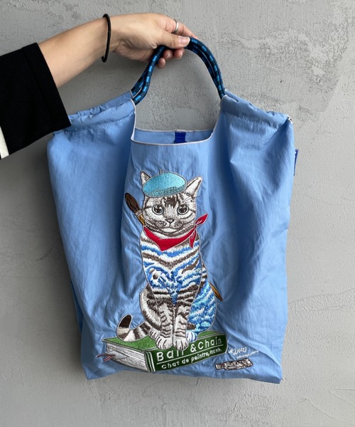 BALL&CHAIN/ボールアンドチェーン] P.CAT 刺繍デザインナイロントート