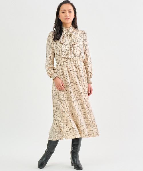 ANAYI（アナイ）の「サテンドットプリントタイ ワンピース（ワンピース