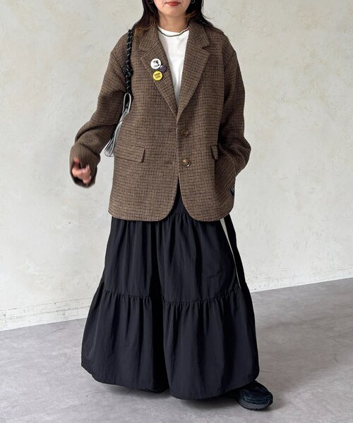 セール】缶バッジ付きツイードテーラードジャケット（テーラード