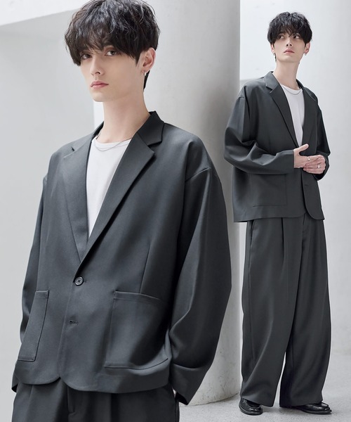 セットアップ 2点セット】防シワシングル/ダブルテーラード