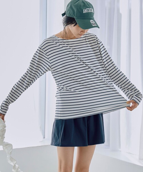 coen（コーエン）の「【WEB限定】ポーチ付きボーダートップス