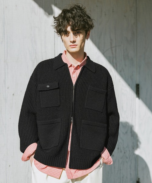 セール】DOUBLE ZIP COVERALL KNIT JACKET / ダブルジップカバーオール
