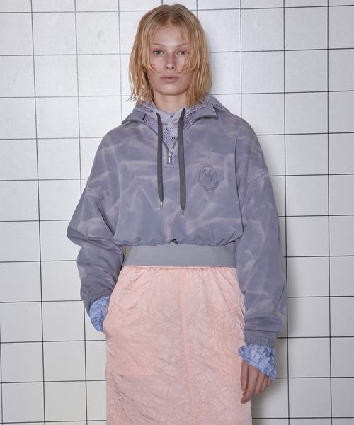 セール】Half Zip Cropped Sweat Top/ハーフジップクロップド
