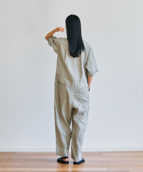 かぐれ（カグレ）の「リネンハーフスリーブオールインワン（サロペット
