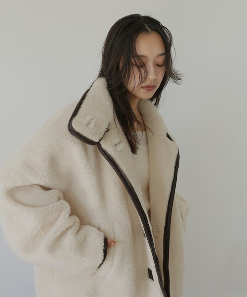 レザーパイピングボアジャケット（その他アウター）｜hellam（へラム