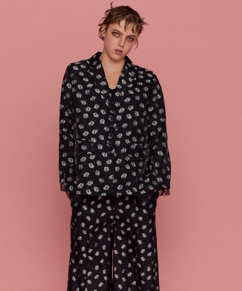 セール】Flower Pattern Sheer Jacket/フラワーシアージャケット