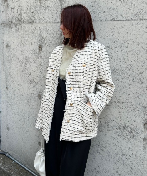 FRAY I.D（フレイアイディー）の「GIOLICAツイード2wayジャケット