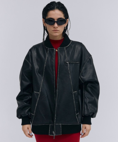 FAUX LEATHER BLOUSON/フォーレザーブルゾン（ブルゾン）｜JOSE MOON