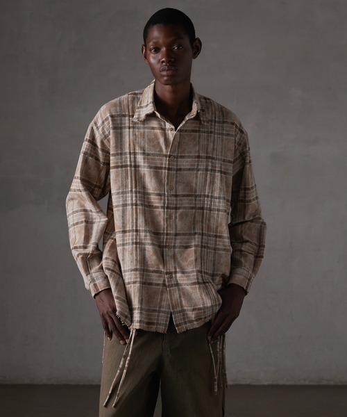 GRANCY】Shirring Design Bleach Check Shirt / シャーリングデザイン