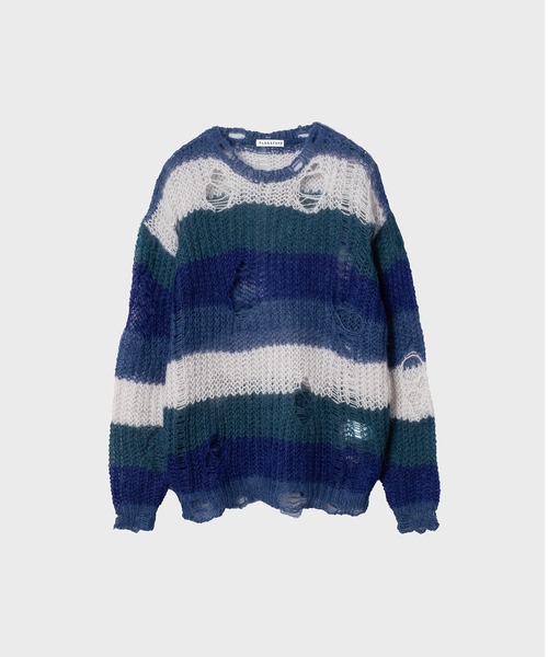 23AW-FS-24 BORDER MOHAIR BORO SWEATER（ニット/セーター）｜F
