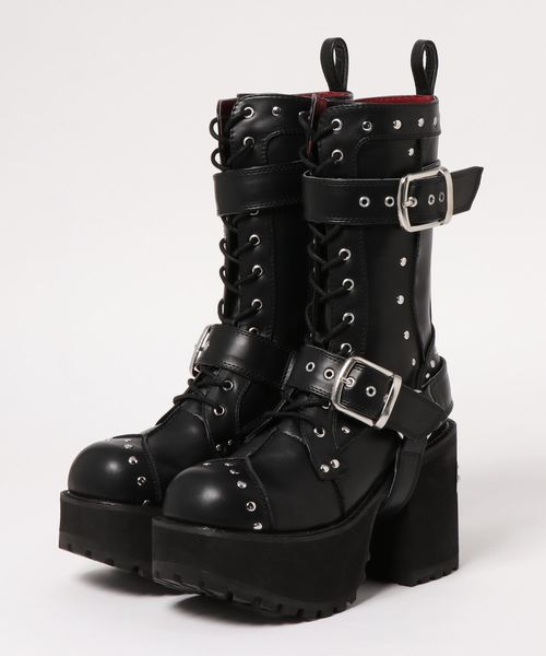 YOSUKE/ヨースケ」厚底ハード系レースアップロングブーツ（ブーツ