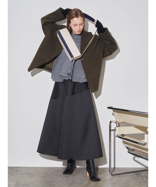 フォルムショートウールコート（ノーカラーコート）｜ELENDEEK（エレン