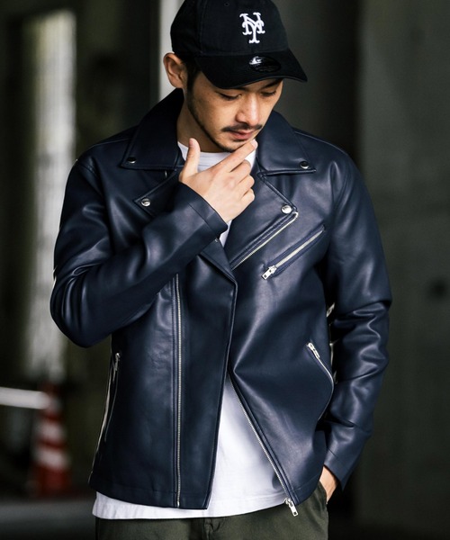 ダブルライダースフェイクレザージャケット（ライダースジャケット
