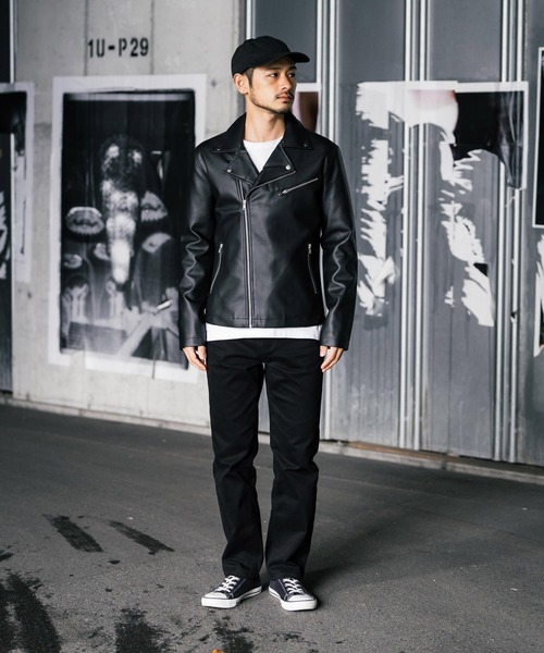 ダブルライダースフェイクレザージャケット（ライダースジャケット