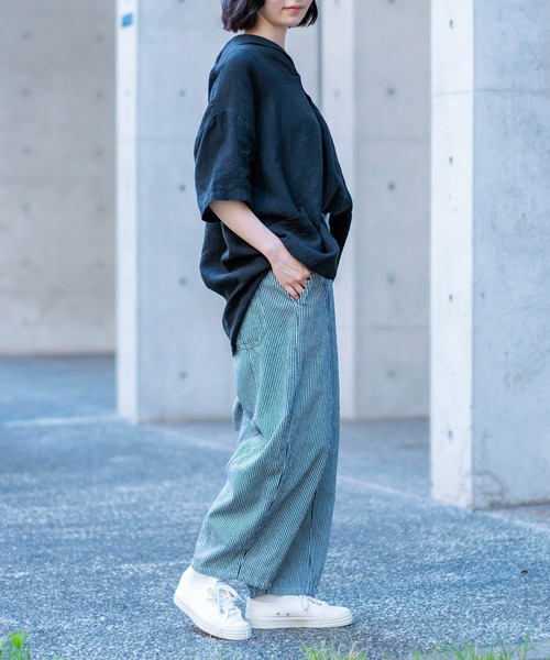 D.M.G / ディーエムジー] 10s先染めヒッコリー アーモンドパンツ