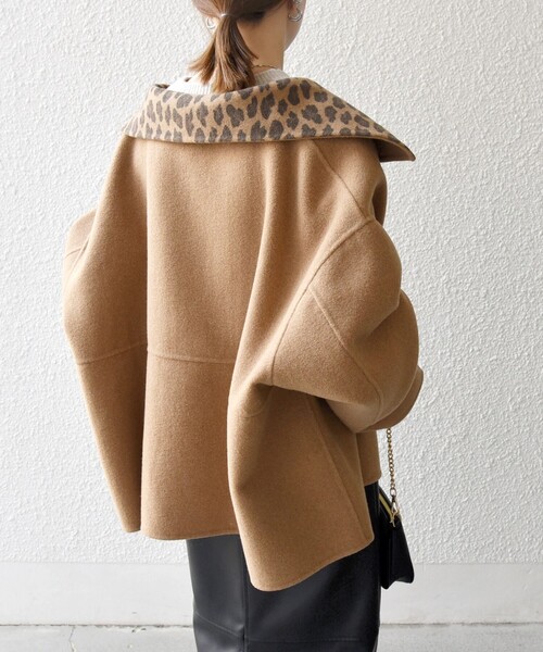 WEB限定】SHIPS any: リバー スタンドカラー ポンチョ ショート コート