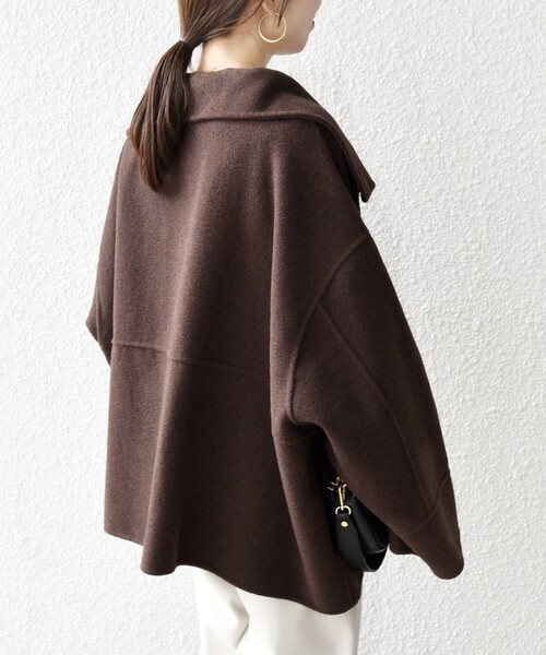 WEB限定】SHIPS any: リバー スタンドカラー ポンチョ ショート コート