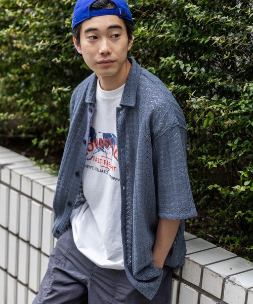 セール】ラッセル透かし編み柄シャツ（シャツ/ブラウス）｜niko and
