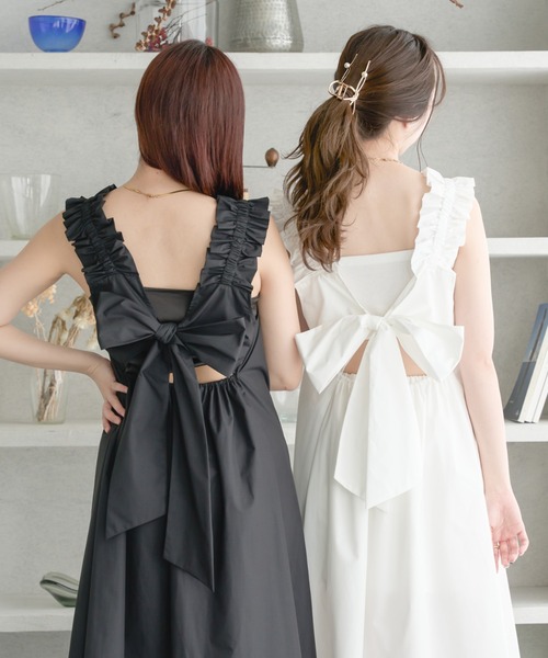 セール】back ribbon flare shirt dress / バックリボンフレアシャツ