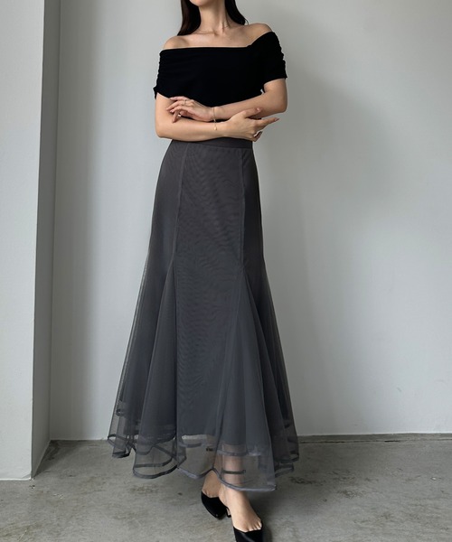 セール】裾パイピングチュールマーメイドスカート（スカート）｜Louere