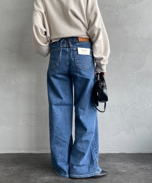 SOMETHING/サムシング] LISA レースアップ ワイドデニム（デニムパンツ